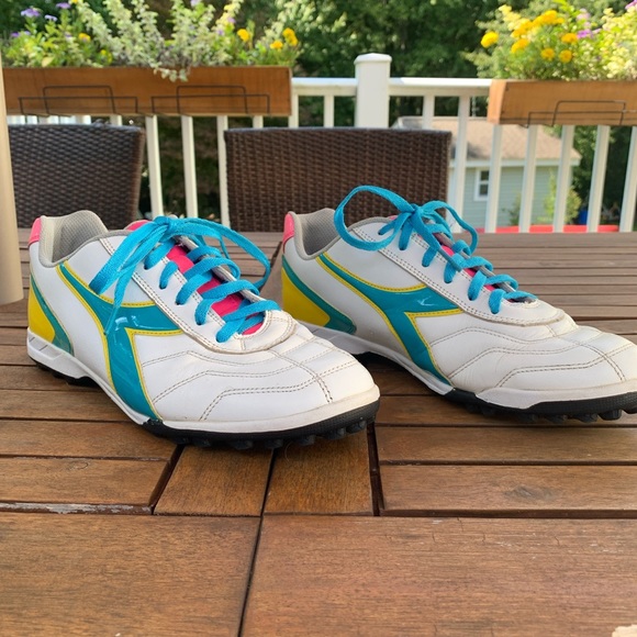 Diadora Shoes Diadora Womens Soccer Cleat Size Well Used White Blue